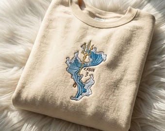 Poseidon Embroidered Sweatshirt, Greek Mythology Crewneck, Ocean Trident Sweater, Greek God Shirt, Mythology Lover Gift