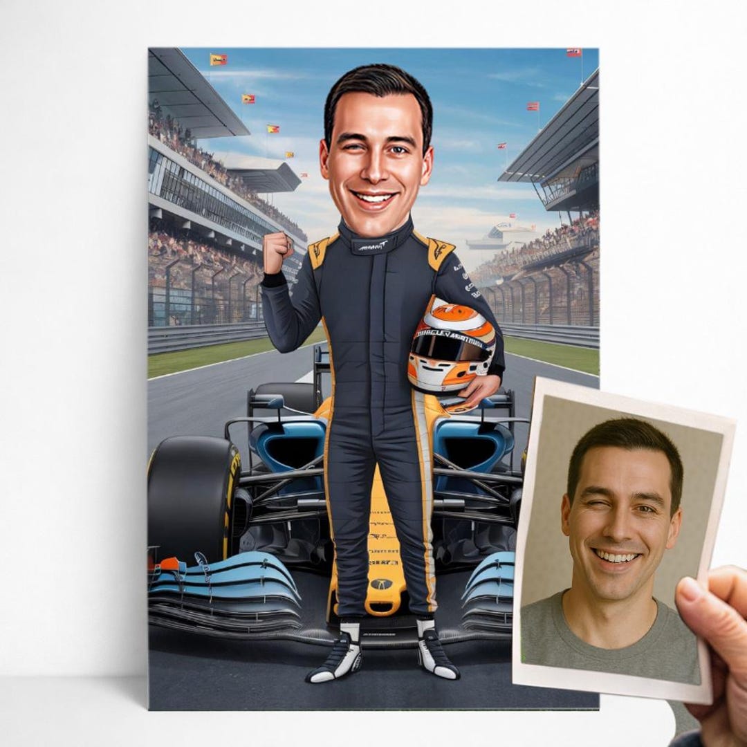 Formula 1 Driver Animation Personalized Cartoon Portrait of an F1 Driver | Customizable Animated ...