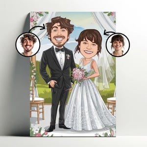 Portrait Personnalisé Mariage | Affiche dessin animé Mariage Personnalisable, Caricature Photo, Cadeau couple, Décoration Mariage Cartoon