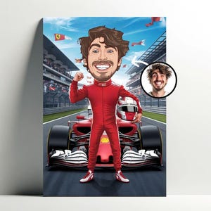Retrato personalizado del conductor de Fórmula 1 de dibujos animados | Póster de dibujos animados de F1 personalizable, Caricatura con foto, Idea de regalo de Fórmula 1