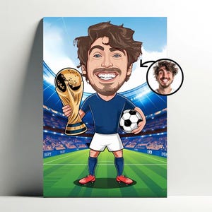 Portrait Personnalisé Cartoon Joueur de Football | Affiche Coupe du monde dessin animé, Caricature Photo Football , idée Cadeau Homme foot