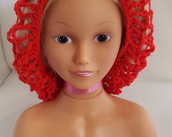 Red crochet hair net  - 1940 vintage style hair net - Crochet Snood, red snood, red hair net