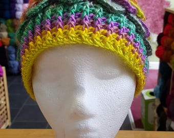 Adult neon Fairy Hat, Adult Dragonscale hat, rainbow beanie hat, rainbow crocodile stitch hat, unicorn hat, yellow hat, green hat, orange