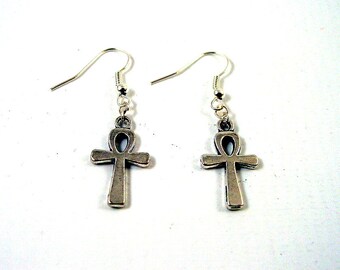 Ankh Earrings - Egyptian Earrings - Gothic Earrings - Silver Earrings