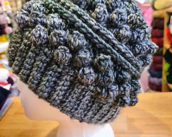 Adult Beanie Hat, Black Adult hat, black hat, goth hat, festival hat, black winter hat, black witch hat, black and grey,