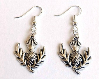 Thistle Earrings  - Silver Thistle Earrings - Scottish Earrings
