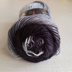 Cygnet boho spirit acrylic yarn, 100g, premium acrylic, stardust, black and grey yarn, double knitting, goth yarn, vegan goth, white image 1