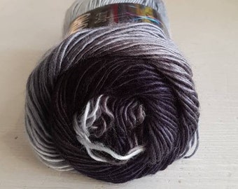 Cygnet boho spirit acrylic yarn, 100g, premium acrylic, stardust, black and grey yarn, double knitting, goth yarn, vegan goth, white