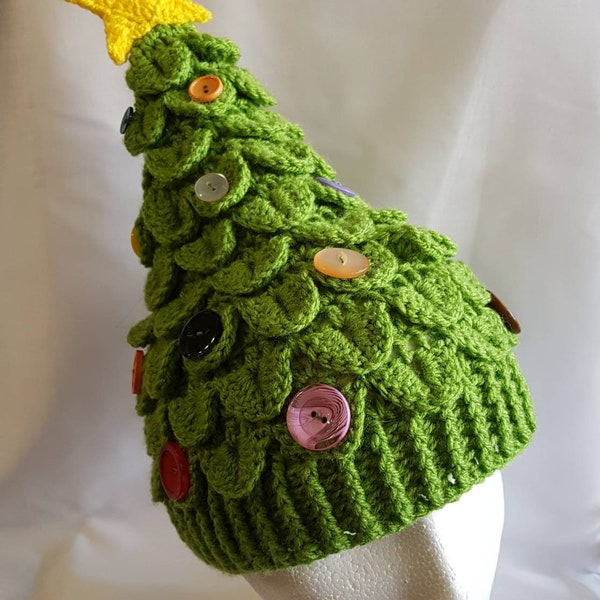 Christmas hat, Christmas tree hat, adult unisex hat, crochet hat, green hat