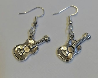 acoustic guitar earrings - musical earrings -  music earrings