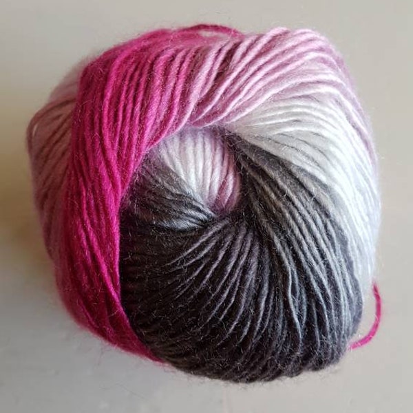 Cygnet boho spirit acrylic yarn, 100g, premium acrylic, moonbeam, pink and grey and white, double knitting