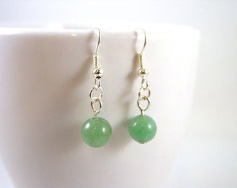 Green Aventurine Earrings - Green Gemstone Earrings - Green Earrings