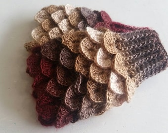 Brown Mittens - Neutral Dragon scale gloves - Mermaid gloves - Crocodile gloves - Mermaid mitts -  Horizon fingerless gloves