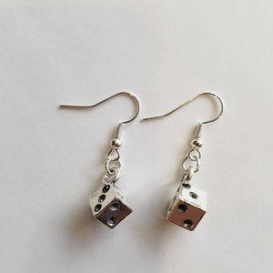 Dice Earrings  - Silver dice Earrings - Poker Earrings - lucky earrings