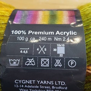 Cygnet boho spirit acrylic yarn, 100g, premium acrylic, afterglow, double knitting, vegan yarn, pink green yellow orange, rainbow yarn zdjęcie 2