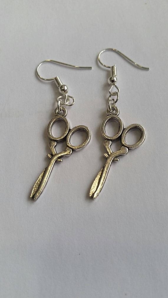 Scissors Earrings Earring Miniblings Seamstress Sewing Cut Design Hairdresser Golden