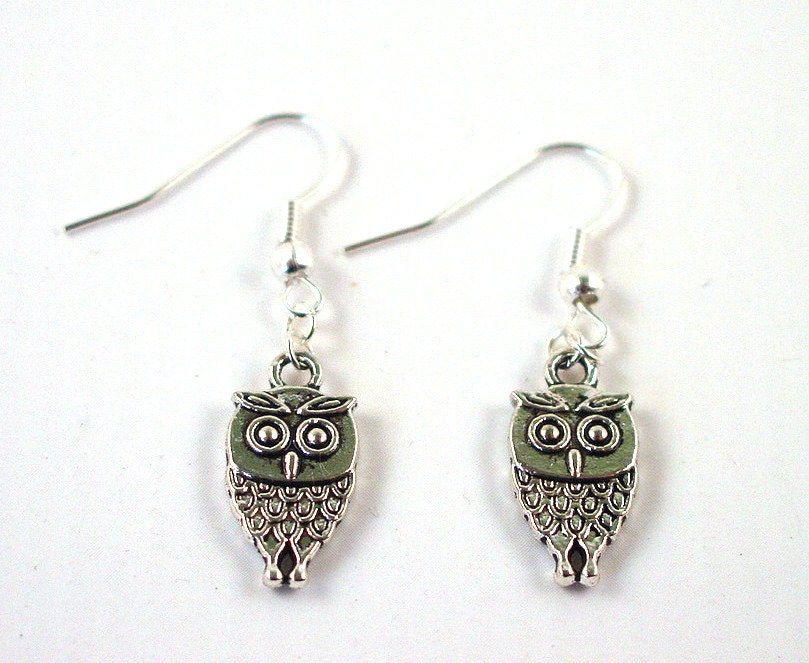 Owl Earrings - Silver Owl Earrings - Brownie Earrings