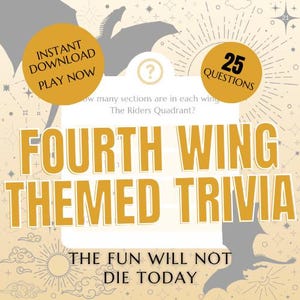 Fourth Wing Trivia Quiz | 25 Question Printable Game | Digital Download PDF