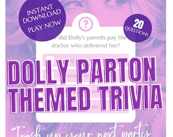 Dolly Parton Trivia Quiz | 20 Question Printable Game | Digital Download PDF