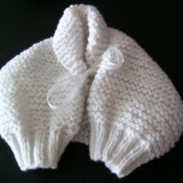 White Baby Shrug - Knitted Pattern