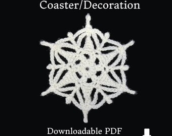 Patrón de crochet para posavasos de copo de nieve: adorno fácil (patrón PDF)