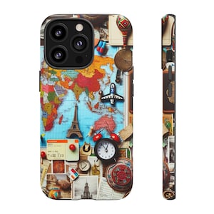 Travel-Themed Phone Case, Wanderlust iPhone Cover, Vintage Map Design, for Travelers, Adventure Lover&#39;s Accessory, for Iphone/Pixel/Samsung
