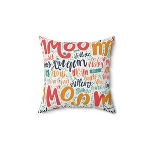 Mom Typography Pillow: Spun Polyester Accent Cushion