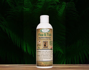 Shampoo - Flea and Tick Repellent Formulated for Dogs - 8oz - - Gentle, All-Natural, Fast Results