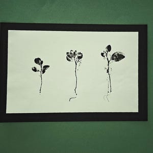 Original Botanical Monoprint, minimalist botanical wall art Wall hanging art Handmade art Interior decor Botanical art