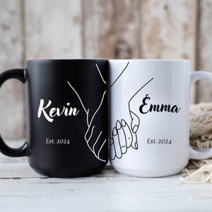 Engagement Mug Hubby Wifey,Personalized Mr and Mrs Coffee Mugs,Gifts for Engaged Couple,Husband and Wife Fiance Gifts,Gift Ideas for Couples