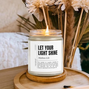 Scented Candles,Let your light Shine candle,Christian Candles,Bible verse candle,Bible verse gifts,Holiday Candles,Christian Gifts,Religious