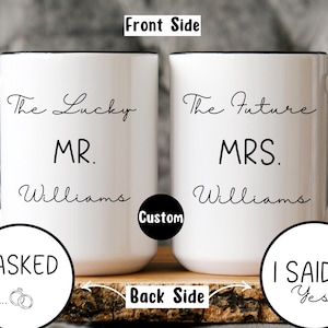 Engagement Mug Future Mrs Mug, Mr and Mrs mugs, Lucky Mr mug, Gifts for Engaged Couple, Personalized Gift Mrs mug,Bride mug, Future Mrs Gift