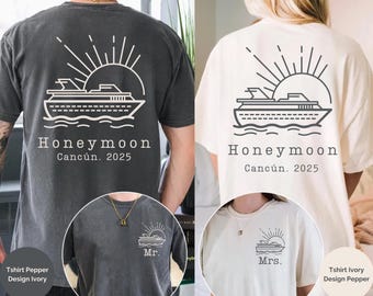 Personalized Honeymoon Cruise Comfort Colors Matching Shirts: Mr. & Mrs. Wedding Trip