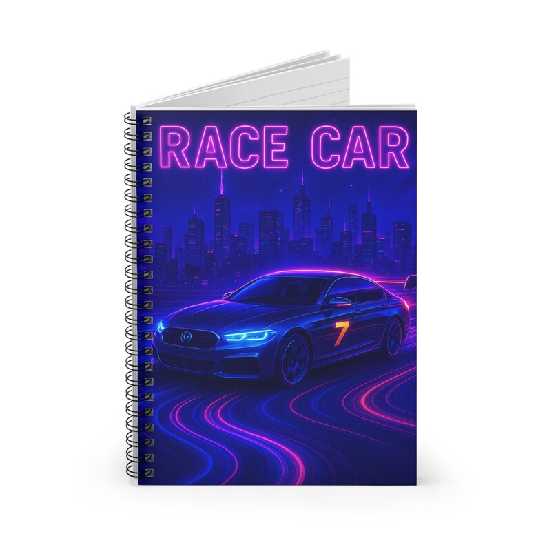 Neon Sports Car Spiral Notebook | Perfect for Car Enthusiasts, Gift for ...