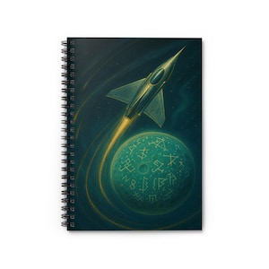 Retro Spacecraft Spiral Notebook - Ruled Line, Space Journal, Astronomy Notebook, Sci-Fi Notepad, Celestial Diary