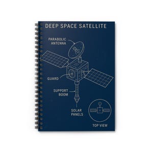 Deep Space Satellite Spiral Notebook, Science Fiction Journal, NASA-Inspired Sketchbook, Astro-Themed Stationery, Gift for Space Lovers