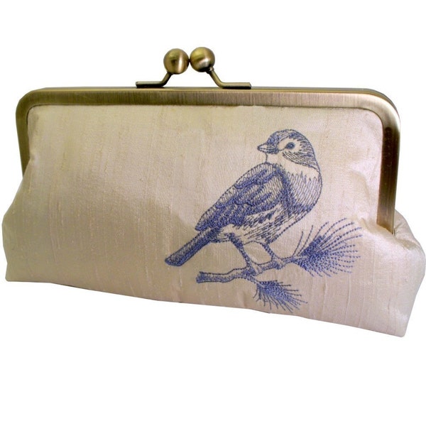 Bird on a Branch Silk Clutch Custom Made