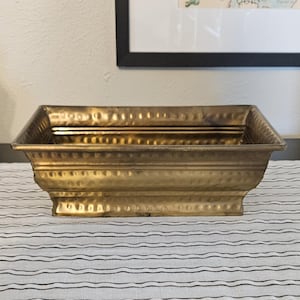 Vintage Hammered Brass Rectangular Planter