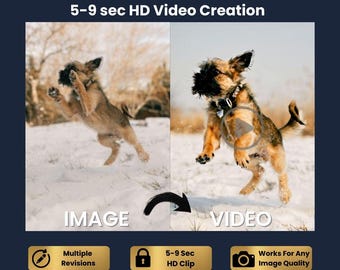 AI Dog Photo Animation | 5-9 seconds long | Memorials | AI Animation | Dogs | Cats | Animated Potrait | 3 Revisions