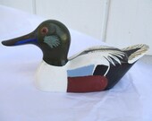 Vintage DUCK Wood Carving Hand Carved Wooden Decoy Painted Folk Art