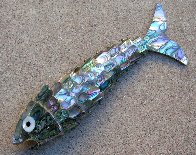 Vintage Abalone Shell Fish Articulated Bottle Opener Etsy