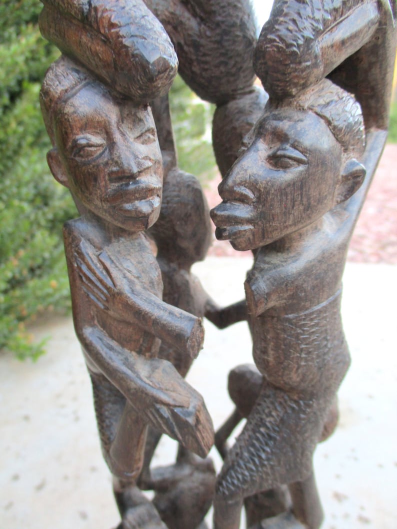 Makonde Carved Tree of Life African Wood Carving People Tribal Art