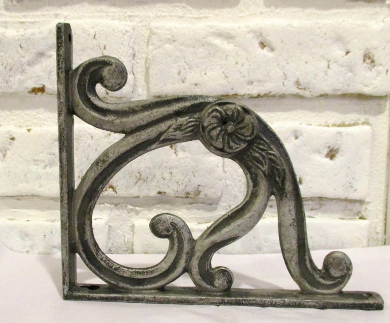 Vintage Shelf Bracket Cast Iron Silver Black Grey Iron Corbels Etsy