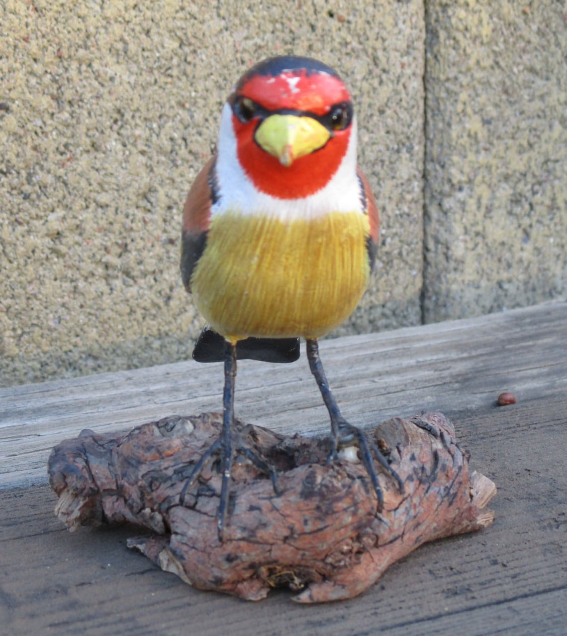 Hand Carved Goldfinch Bird Painted Wood Carving Vintage Art Etsy