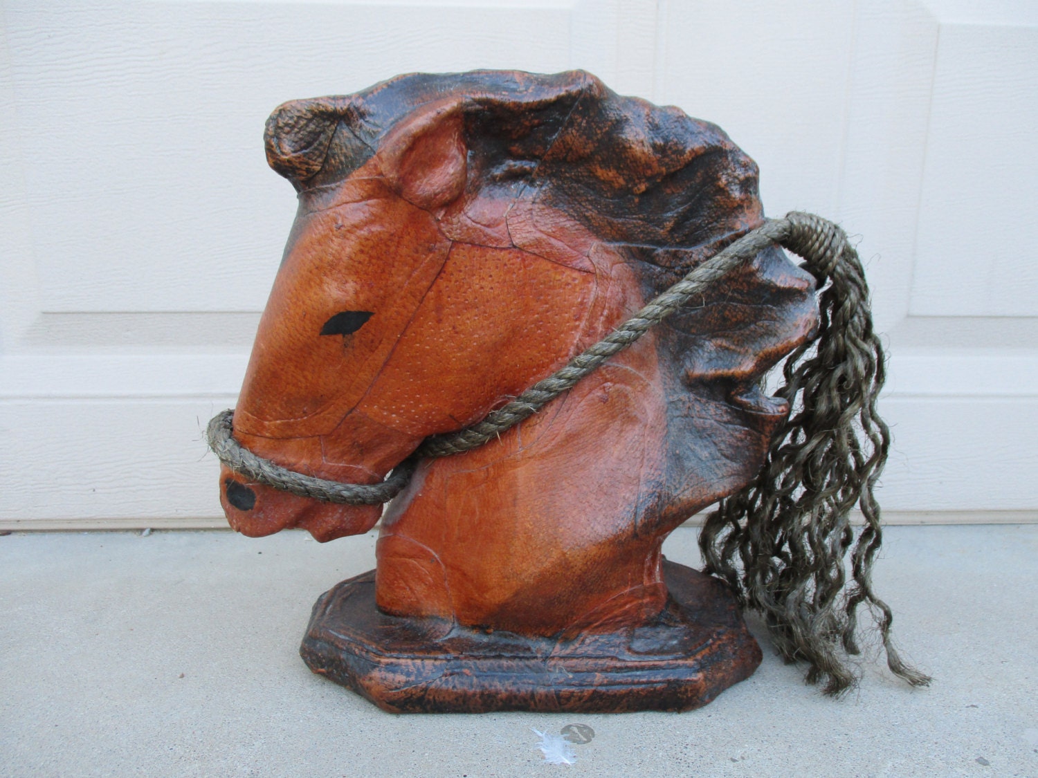 Vintage Leather Wrapped Horse Head Stallion Statue Bust Cowboy Etsy