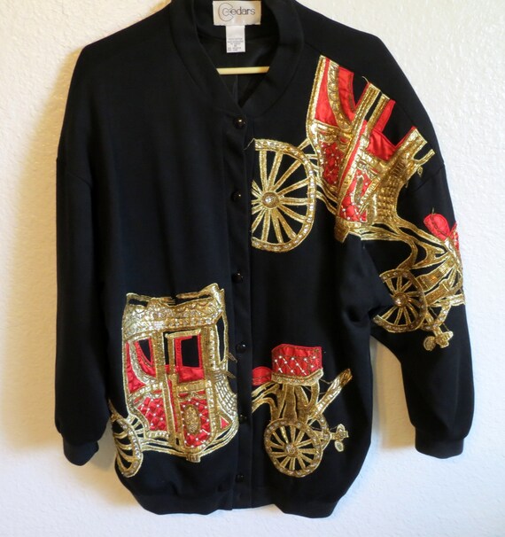 Vintage Cedars Beaded Embellished Oversized Novelt