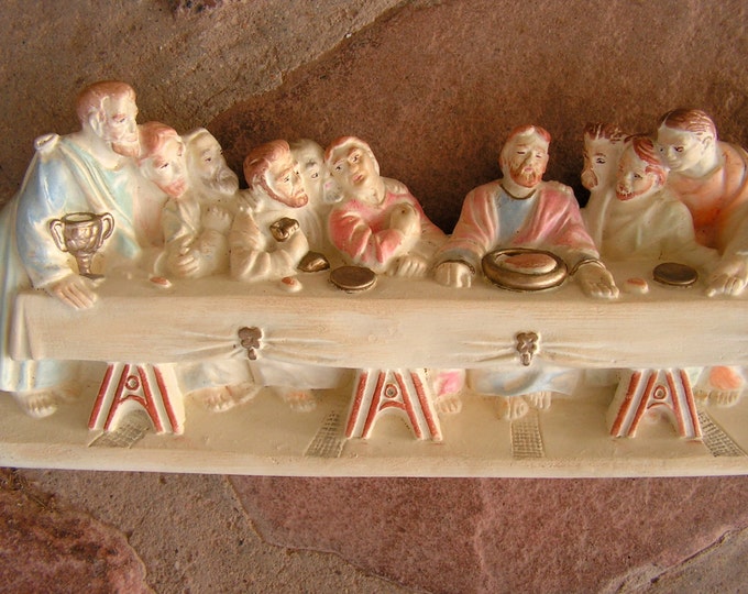 Vintage the LAST SUPPER Wall Hanging Plaster Ceramic Etsy