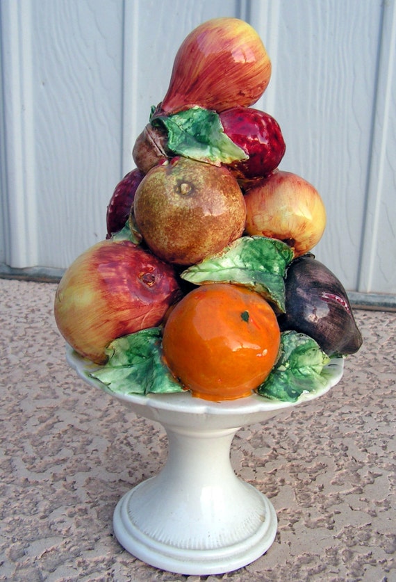 Vintage Ceramic Fruit Centerpiece / Pottery Fruit Sculpture Etsy