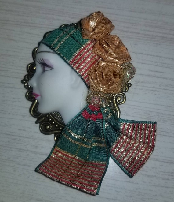 Vintage Art Deco Lady Head Brooch Pin Etsy