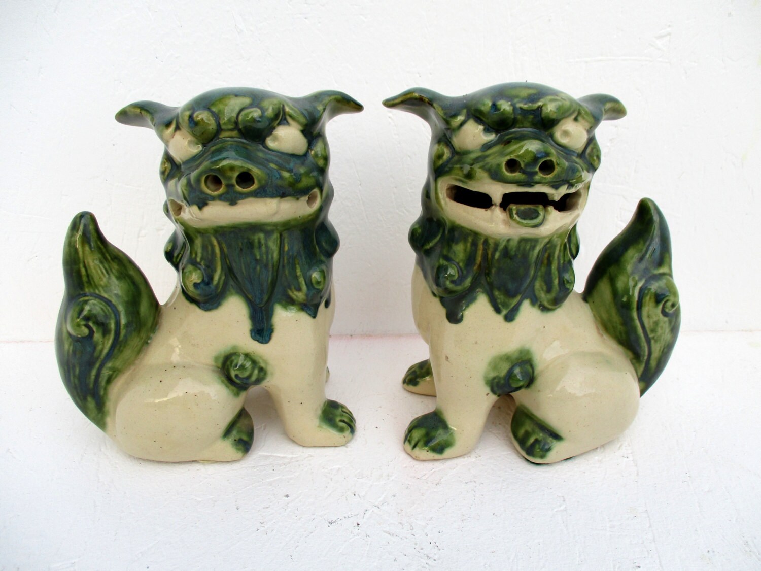 Vintage Shisa Foo Dog Art Pottery Statues Ceramic Lion | Etsy